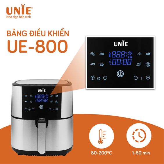 Nồi chiên không dầu Unie UE-800 với bảng điều khiển nhạy